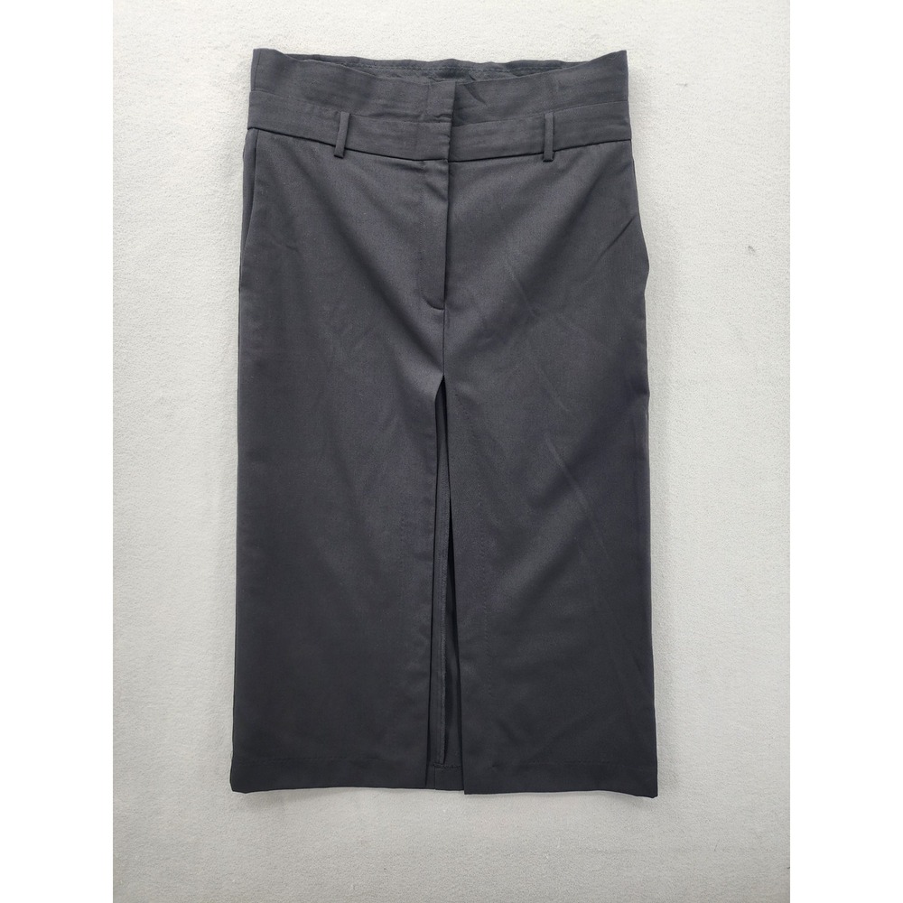 Babaton Aritzia Black Wool Blend Midi Skirt Front Slit Professional Office Sz 12